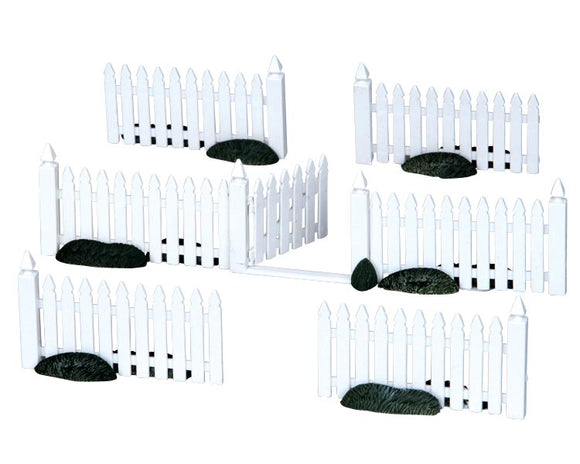 LEMAX PLASTIC PICKET FENCE, SET OF 7 #14388